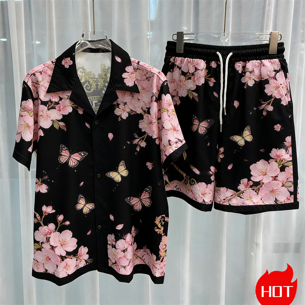 Men'S Fashion For Summer - ชุดเซ็ตแฟชั่นผู้ชายพิมพ์ลายดิจิทัล เสื้อแขนสั้นคุณภาพสูง กางเกงขาสั้นสองชิ้น ชุดเสื้อยืดสไตล์ Y2K สำหรับฤดูร้อน