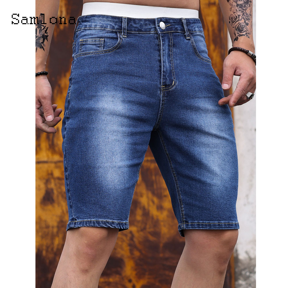 Men Fashion Jeans - 2024กางเกงแฟชั่นสไตล์ยุโรปมีซิปรูด้านล่างของผู้ชาย celana pendek DENIM เย็บปะติดปะต่อกันของบุรุษวินเทจสลิมยีนส์ขาสั้น