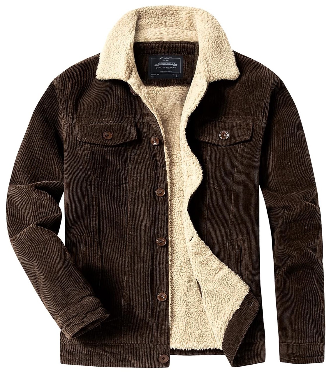 Corduroy Jacket Men - เสื้อแจ็คเก็ตผ้าลูกฟูกฤดูหนาวผู้ชายสไตล์วินเทจทรงหลวมบุผ้าฝ้ายขนแกะมีหลายกระเป๋าเสื้อโค้ทอุ่นๆ สตรีทแวร์สำหรับวัยรุ่น