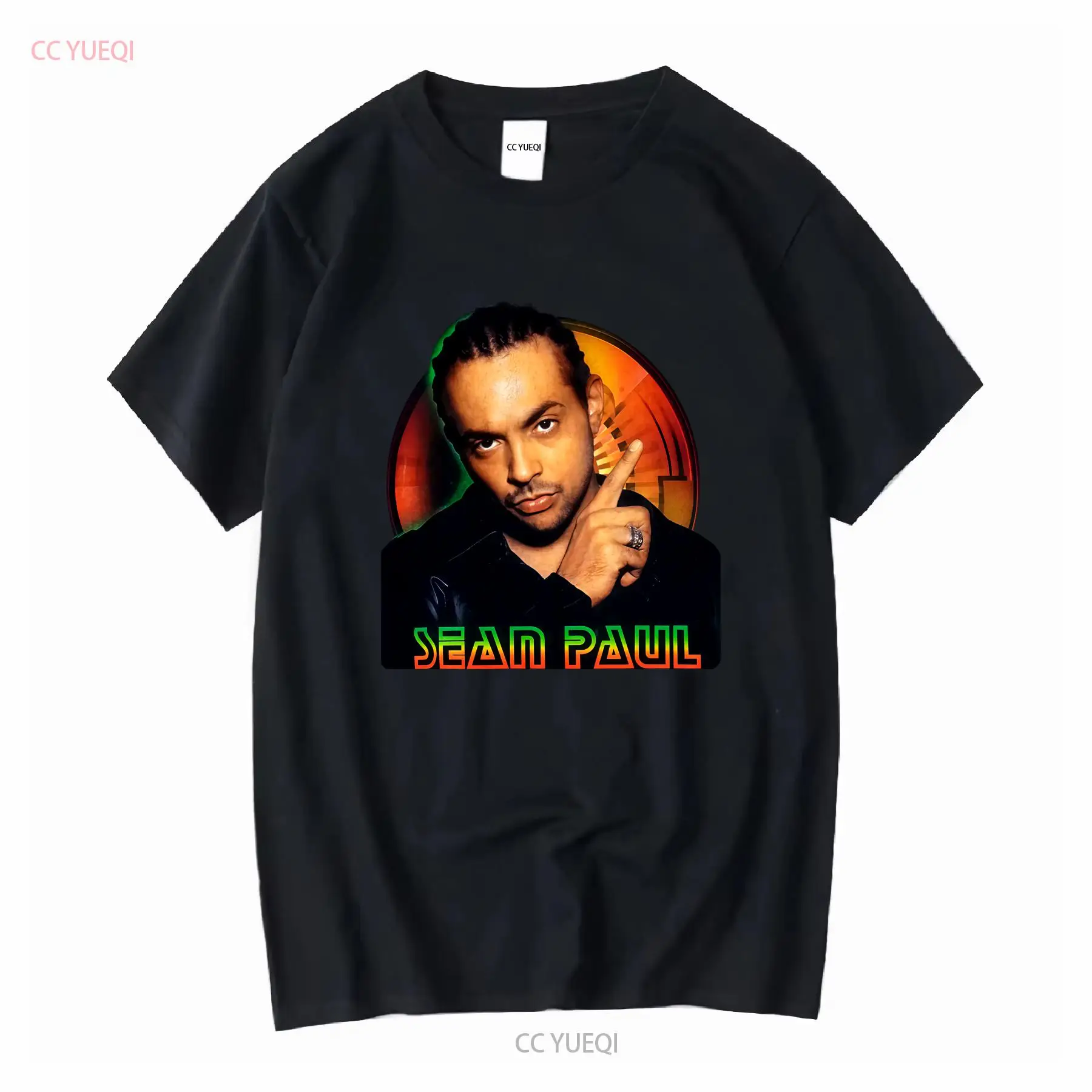 Mens Fashion Black Shirt - เสื้อยืดแร็ปเปอร์ Sean Paul สีดำ แขนสั้น ทุกไซส์