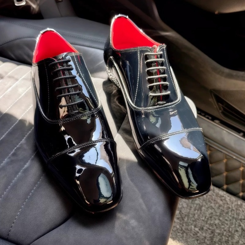 Mens Fashion Dress - รองเท้าหนังสีดำสำหรับผู้ชาย รองเท้าออกซ์ฟอร์ดแบบผูกเชือก รองเท้าทางการ ระบายอากาศได้ดี เหมาะสำหรับเจ้าบ่าวในงานแต่งงาน