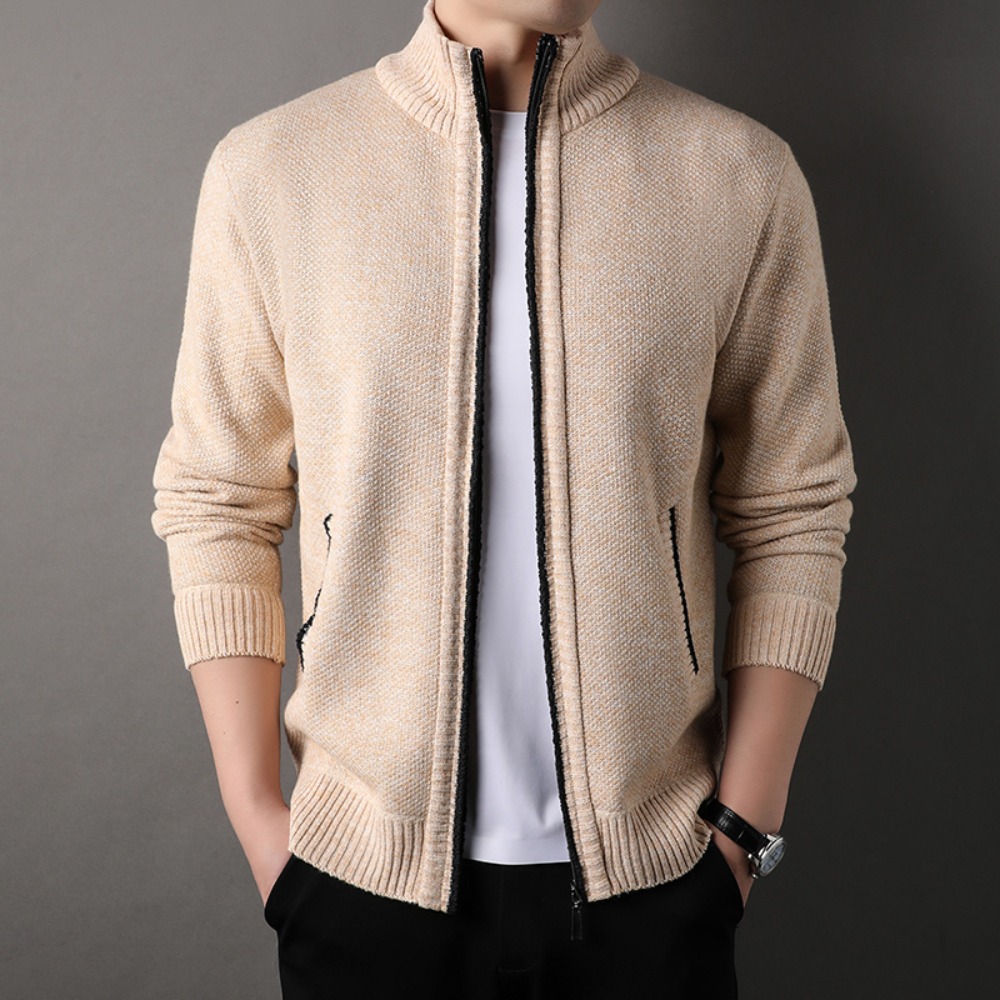 Corduroy Jacket Men - เสื้อสเวตเตอร์ถักคอปกตั้งสำหรับผู้ชายเสื้อคาร์ดิแกนใหม่สำหรับฤดูใบไม้ร่วงฤดูหนาวแจ็คเก็ตโค้ทกันหนาวสีทึบสไตล์เกาหลี