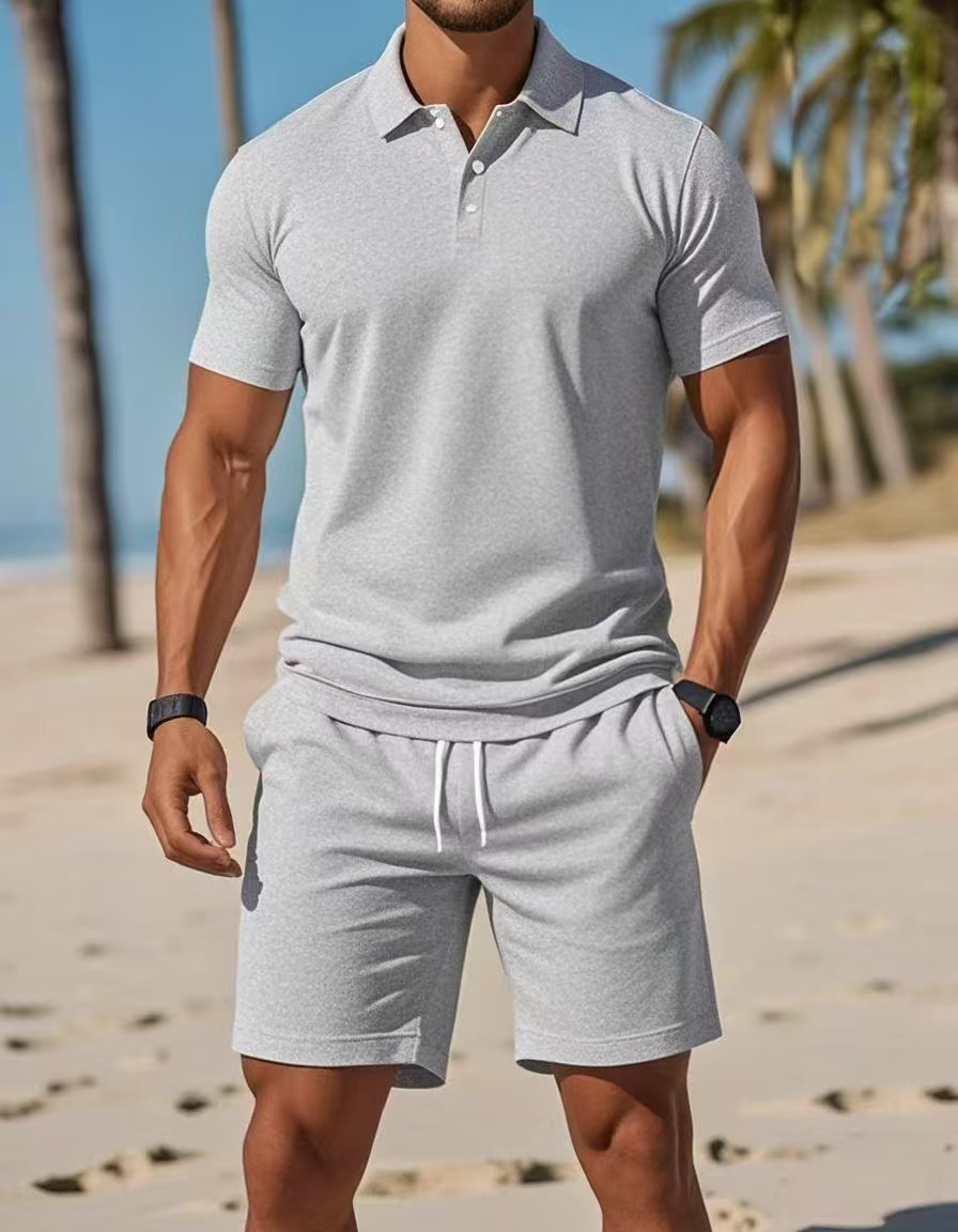 Polo Shirt Slim - ชุดเสื้อโปโลฤดูร้อนสำหรับผู้ชายปี 2026 ชุดลำลองสไตล์สปอร์ตอเนกประสงค์ ทรงเข้ารูป แขนสั้น แฟชั่นชุดสองชิ้น