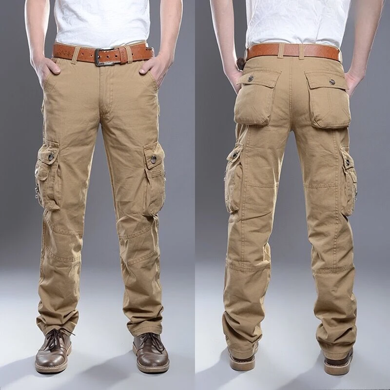 Mens Fashion Cargo Pants - กางเกงคาร์โก้เดินป่าสําหรับผู้ชายกางเกงกลางแจ้ง Man Multipockets Multi Pocket ใหม่ในราคาถูก