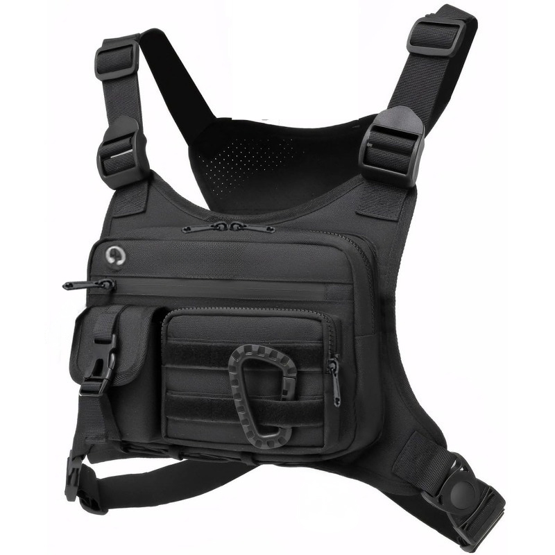 Tactical Vest Men - กระเป๋าคาดอกยุทธวิธีสำหรับกิจกรรมกลางแจ้ง วิ่ง ปั่นจักรยาน EDC เสื้อกั๊กกีฬาออกกำลังกาย -