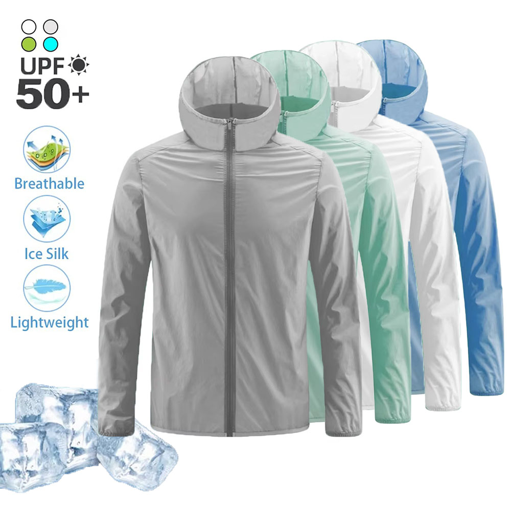 Corduroy Jacket Men - ฤดูร้อนผู้ชายเสื้อผ้าป้องกันแสงแดดน้ําหนักเบาBreathable Ice Silk Hooded Quick Dry