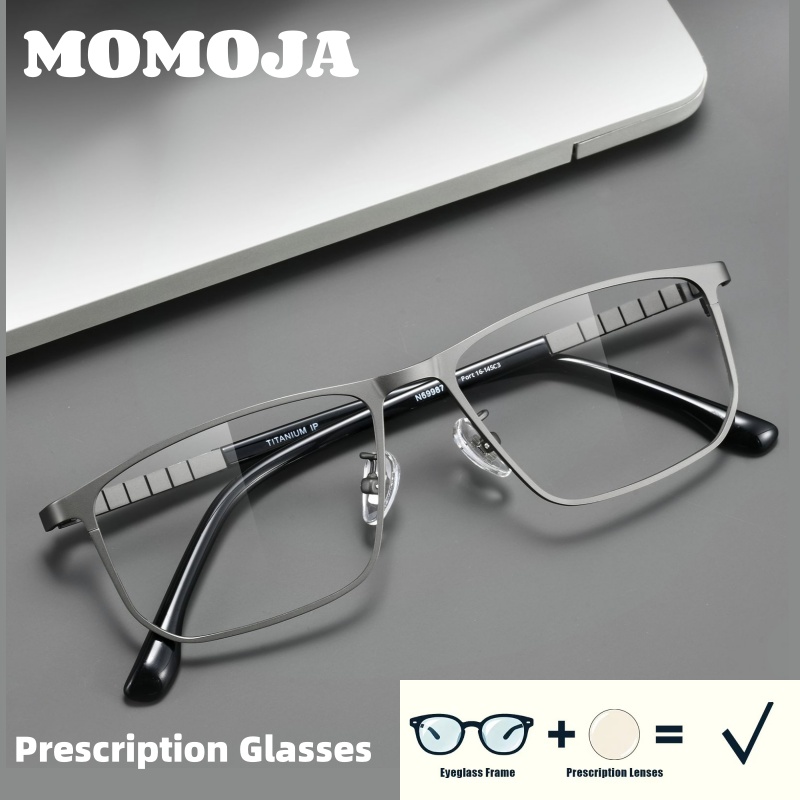 Men'S Fashion Glasses 2026 - MOMOJA 2026 แว่นตาทรงสี่เหลี่ยมสำหรับผู้ชาย วัสดุไทเทเนียมอัลลอยด์ ดีไซน์คลาสสิก น้ำหนักเบาพิเศษ