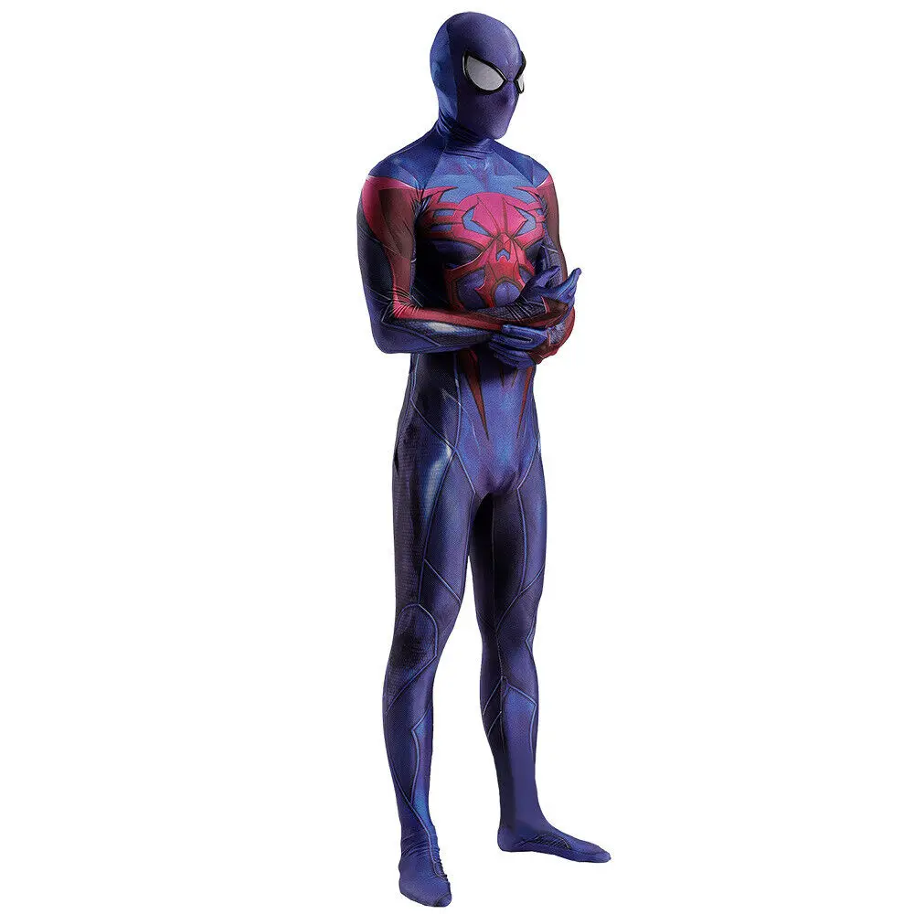 Mens Fashion Jumpsuit - ชุดคอสเพลย์มิเกล โอฮารา สไปเดอร์แมน ฮาโลวีน 2099 ชุดบอดี้สูทสีน้ำเงินแดง