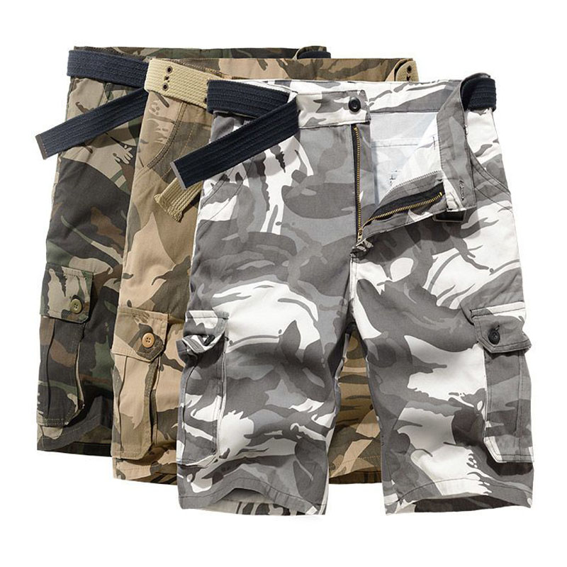 Mens Fashion Cargo Pants - กางเกงขาสั้นคาร์โก้ยุทธวิธีลายพรางสำหรับผู้ชายฤดูร้อนกางเกงทหารขนาดใหญ่แนวสตรีทแฟชั่นใหม่สำหรับฝึกซ้อมกีฬากลางแจ้ง