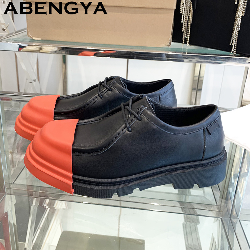 Men'S Fashion Loafers Shoes - รองเท้าโลฟเฟอร์พื้นหนาหนังแท้หลากสี รองเท้าผู้หญิงและผู้ชาย หัวกลม รองเท้าพังก์ รองเท้าแฟชั่นสไตล์บาโรกสำหรับฤดูร้อน รองเท้าส้นแบน