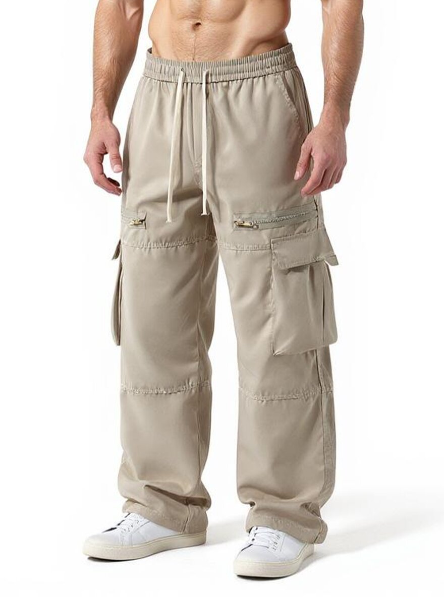 Mens Fashion Cargo Pants - กางเกงคาร์โก้ทรงหลวมสไตล์อเมริกันวินเทจ กระเป๋าใหญ่ แฟชั่นใหม่รับฤดูใบไม้ผลิและฤดูใบไม้ร่วง สำหรับผู้ชาย คุณภาพสูง เหมาะสำหรับใส่ลำลองและเล่นกีฬา