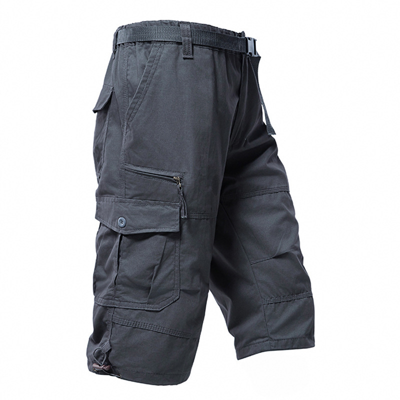 Mens Fashion Cargo Pants - กางเกงขาสามส่วนผู้ชาย ผ้าฝ้าย ทรงหลวม ไซส์ใหญ่ หลายกระเป๋า กางเกงคาร์โก้