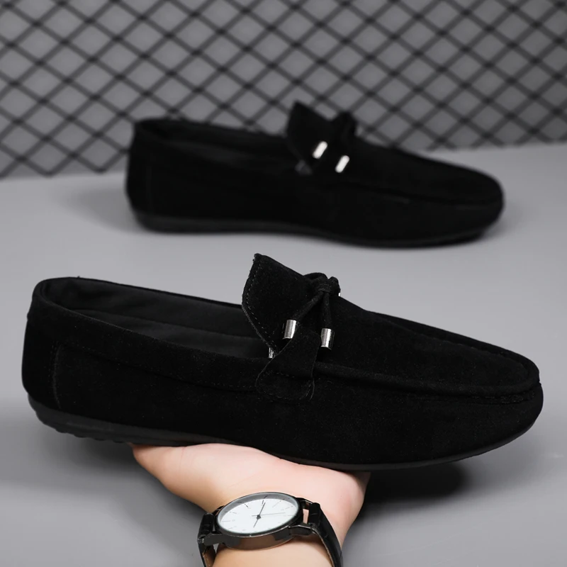 Men'S Fashion Loafers Shoes - รองเท้าลำลองผู้ชาย แฟชั่นรองเท้าผู้ชาย รองเท้าหนังกลับทำมือ รองเท้าโลฟเฟอร์ผู้ชาย รองเท้าแบบสวม รองเท้าผู้ชายแบบแบน