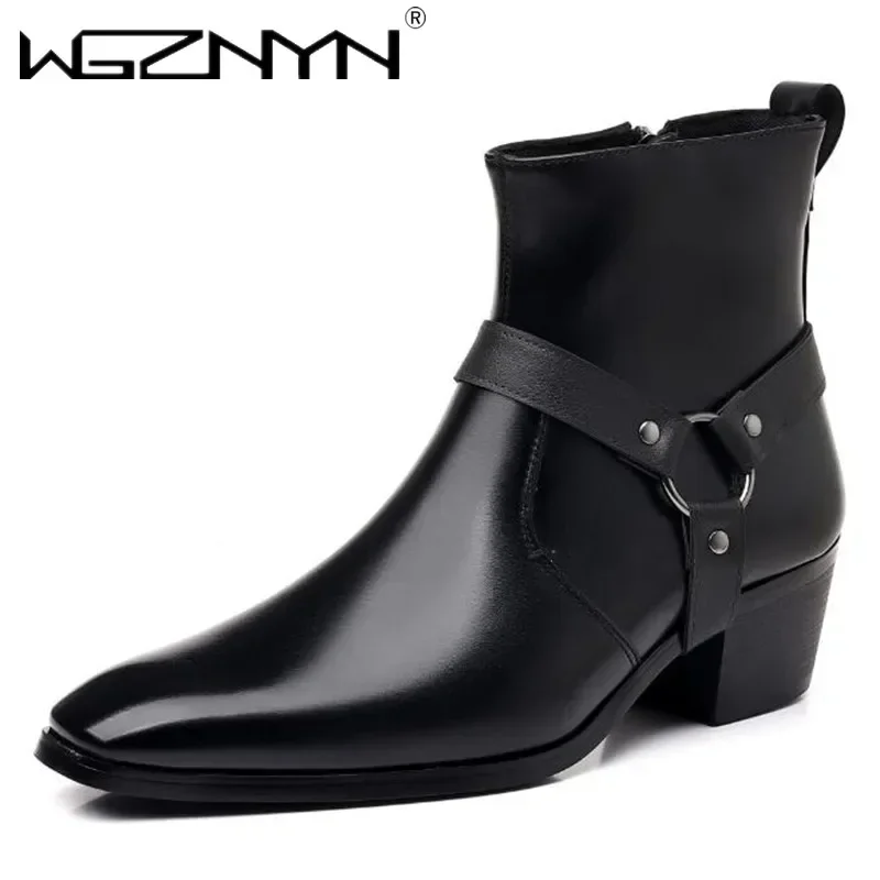 Mens Fashion Dress - รองเท้าบูทเชลซีผู้ชายแฟชั่นดีไซเนอร์ปี 2026 รองเท้าบูทคาวบอยผู้ชายคุณภาพสูงสุดหรูหรา สีดำ สีน้ำตาล แบบมีซิป