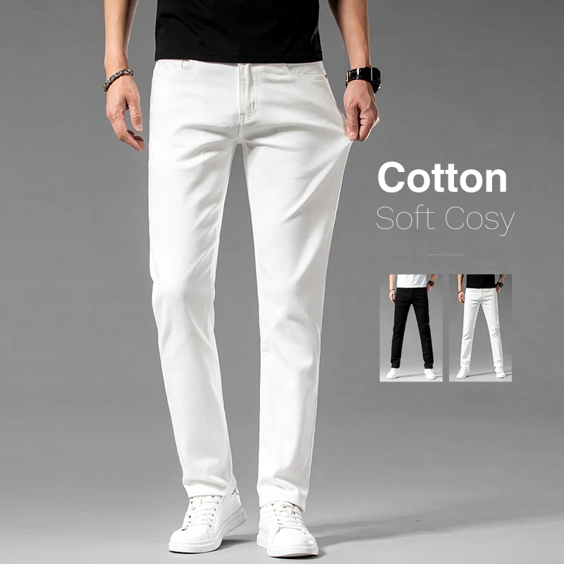 Men'S Fashion Linen Pants - Celana Panjang Brand ยืดผ้าฝ้ายที่มีคุณภาพสูงสำหรับผู้ชายแฟชั่นธุรกิจคลาสสิกสีขาวฤดูร้อนกางเกงยีนส์