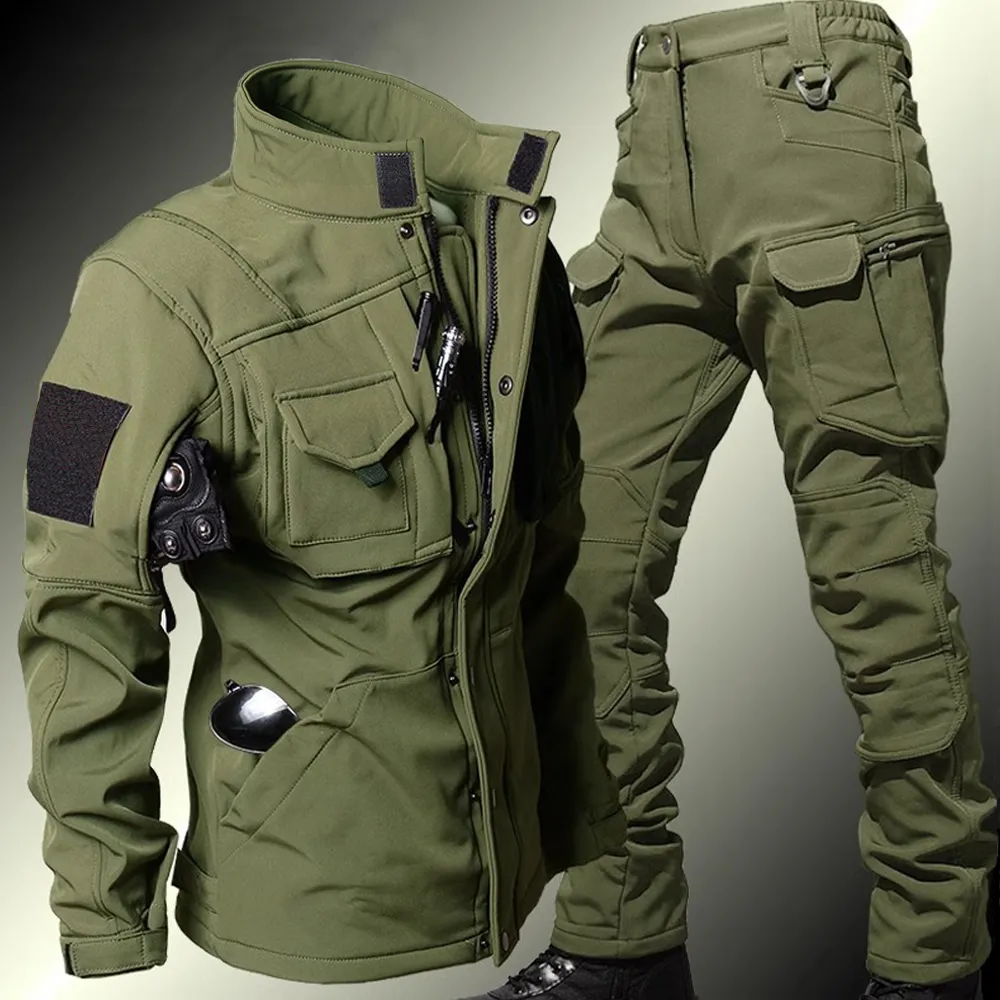 Corduroy Jacket Men - ผู้ชายยุทธวิธีชุดฤดูหนาว Shark Skin Soft Shell กันน้ํา