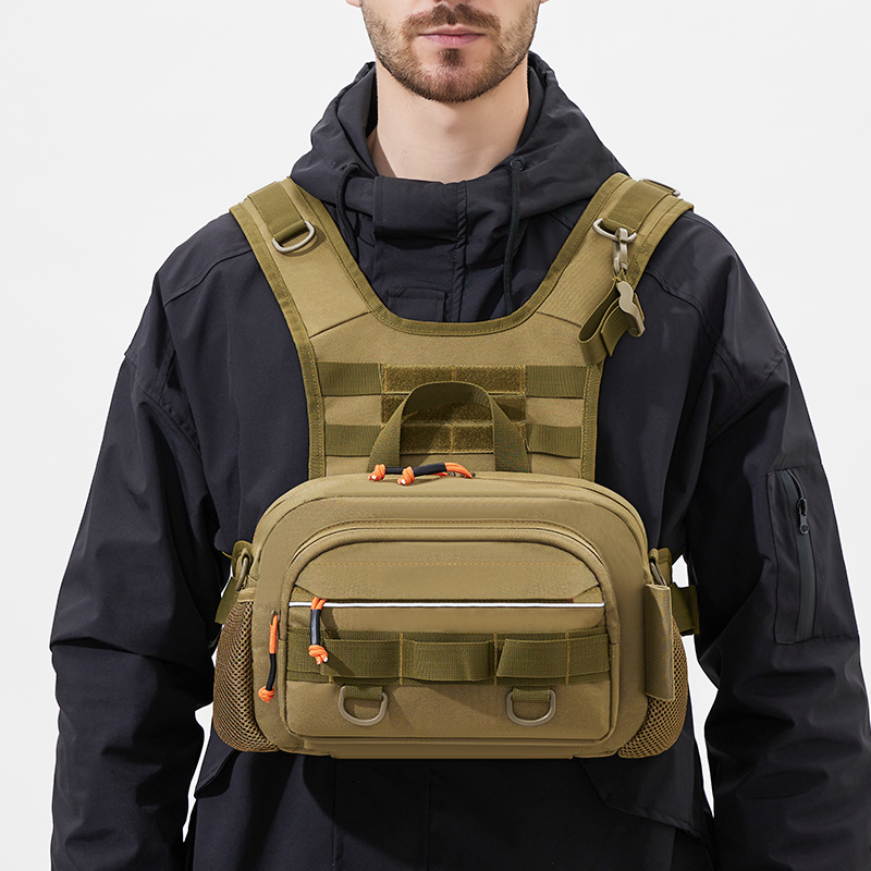 Tactical Vest Men - ผู้ชายกระเป๋ายุทธวิธีตกปลากระเป๋าเป้สะพายหลังผู้ถือ Rod Lure LUYA เสื้อกั๊กเกียร์เก็บ Pack