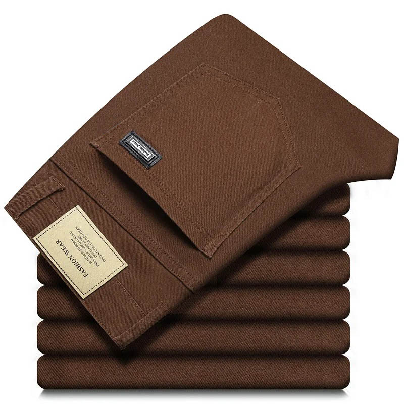 Men'S Fashion Linen Pants - แฟชั่นหลวมตรงธุรกิจสบายๆยืดกางเกงยีนส์กางเกงชายกางเกง 5 สี PLUS ขนาดบุรุษเสื้อผ้ากางเกงยีนส์ 28-44