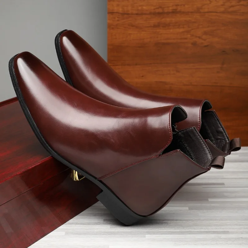 Mens Fashion Dress - รองเท้าบูทผู้ชายแบบใหม่ รองเท้าบูทเชลซีคลาสสิก รองเท้าบูทหนังหุ้มข้อสูงสุดหรูหรา รองเท้าบูทข้อเท้าลำลองแฟชั่น รองเท้าบูทผู้ชายแบบทางการ