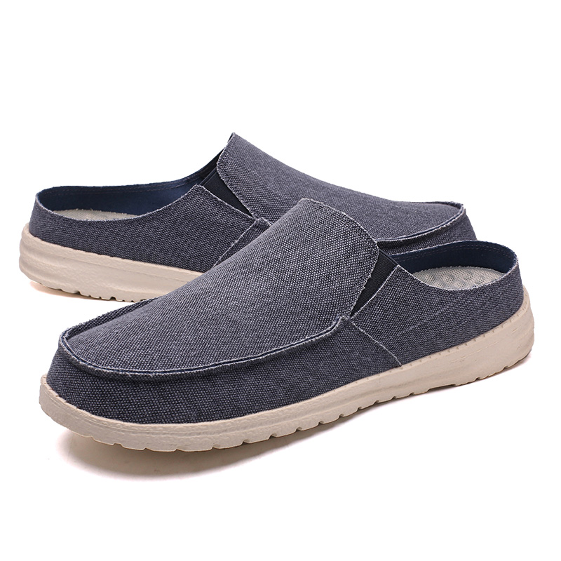 Men'S Fashion Loafers Shoes - รองเท้าลำลองผู้ชายเท้าเปล่า น้ำหนักเบาและรองเท้าไม่มีส้น ระบายอากาศได้ดี รองเท้าผ้าใบแบบครึ่งลาก รองเท้าดีไซเนอร์ รองเท้าแฟชั่น