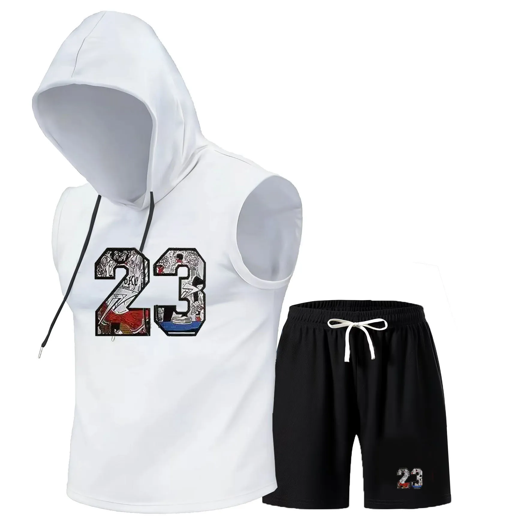 Men'S Fashion V Neck T Shirts - แบรนด์ชุดสองชิ้นสำหรับฤดูร้อนของผู้ชายเสื้อยืดและกางเกงขาสั้นชุดลำลองชุดกีฬาผู้ชายแฟชั่นแขนสั้นเสื้อยืดมีฮู้ด