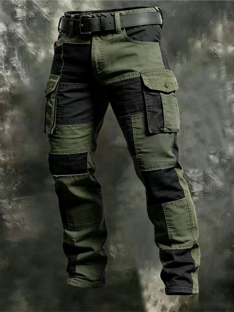 กางเกงคาร์โก้ผู้ชายผ้าฝ้ายสีกา - Mens Fashion Cargo Pants บทวิจารณ์และราคา