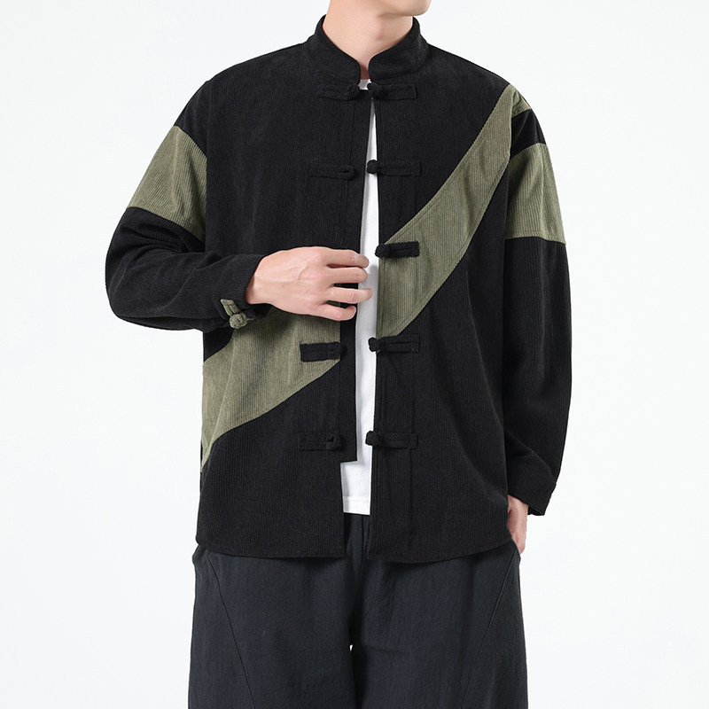 เสื้อเชิ้ตผู้ชายสไตล์จีนฤดูใบไ - Corduroy Jacket Men บทวิจารณ์และราคา