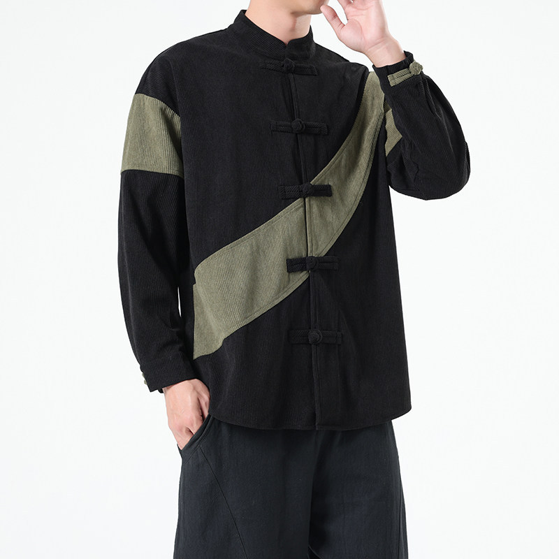 เสื้อเชิ้ตผู้ชายสไตล์จีนฤดูใบไ - Corduroy Jacket Men บทวิจารณ์และราคา