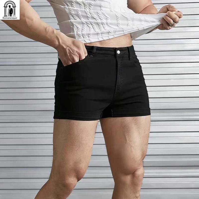 กางเกงยีนส์ขาสั้นสีขาวทรงสลิมฟ - Men Fashion Jeans บทวิจารณ์และราคา