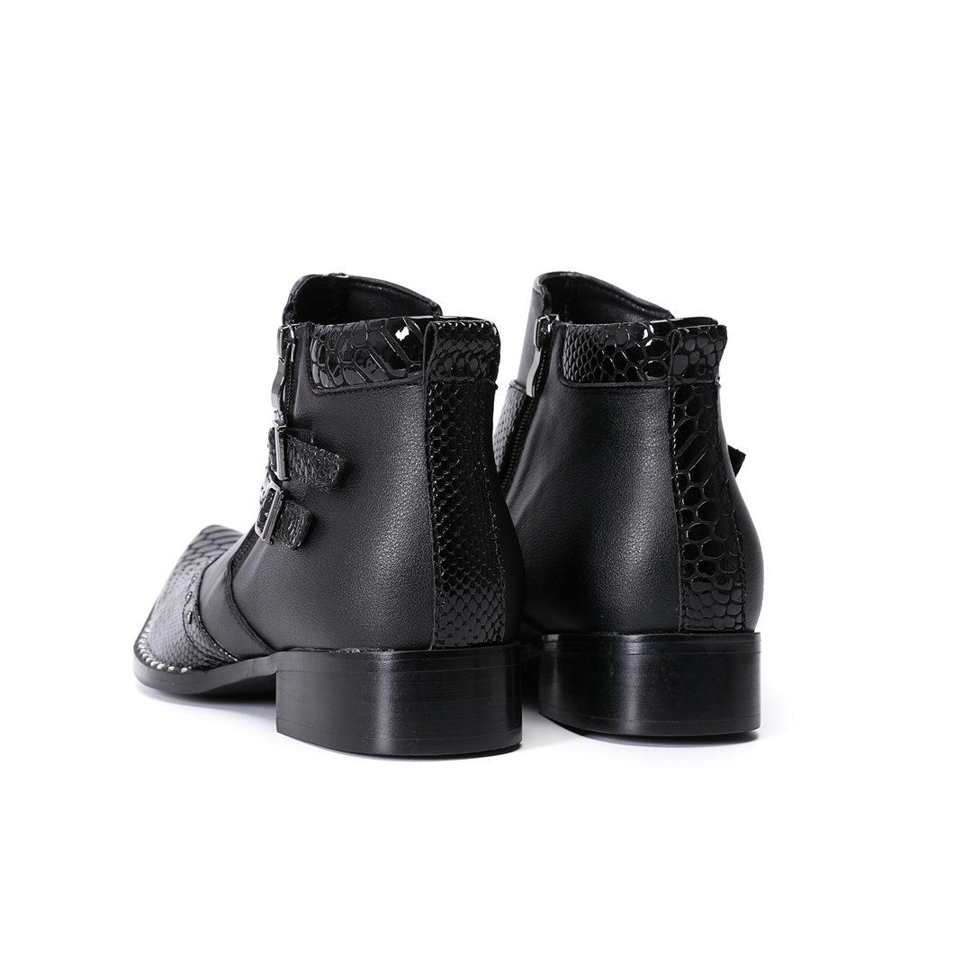รองเท้าบูทข้อเท้าหนังแท้ทรงหัว - Mens Fashion Dress บทวิจารณ์และราคา