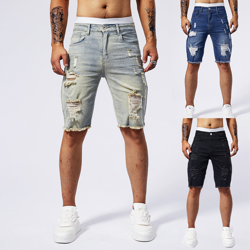 2025 ฤดูร้อนใหม่ผู้ชาย Ripped  - Men Fashion Jeans บทวิจารณ์และราคา