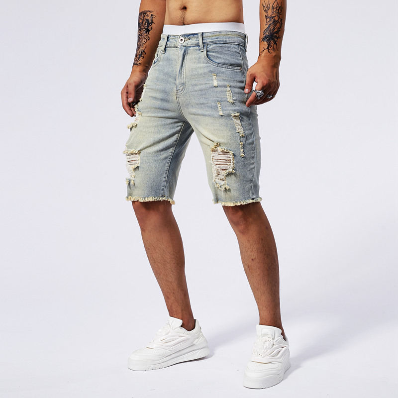 2025 ฤดูร้อนใหม่ผู้ชาย Ripped  - Men Fashion Jeans บทวิจารณ์และราคา