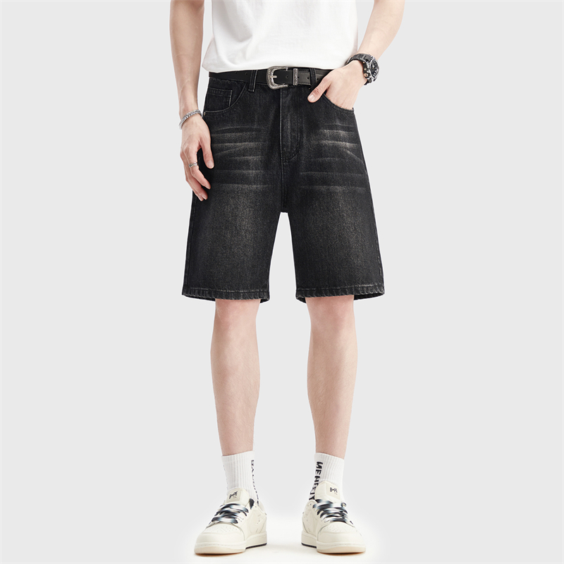 กางเกงยีนส์ขาสั้นสีดำบางเบาสำห - Men Fashion Jeans บทวิจารณ์และราคา