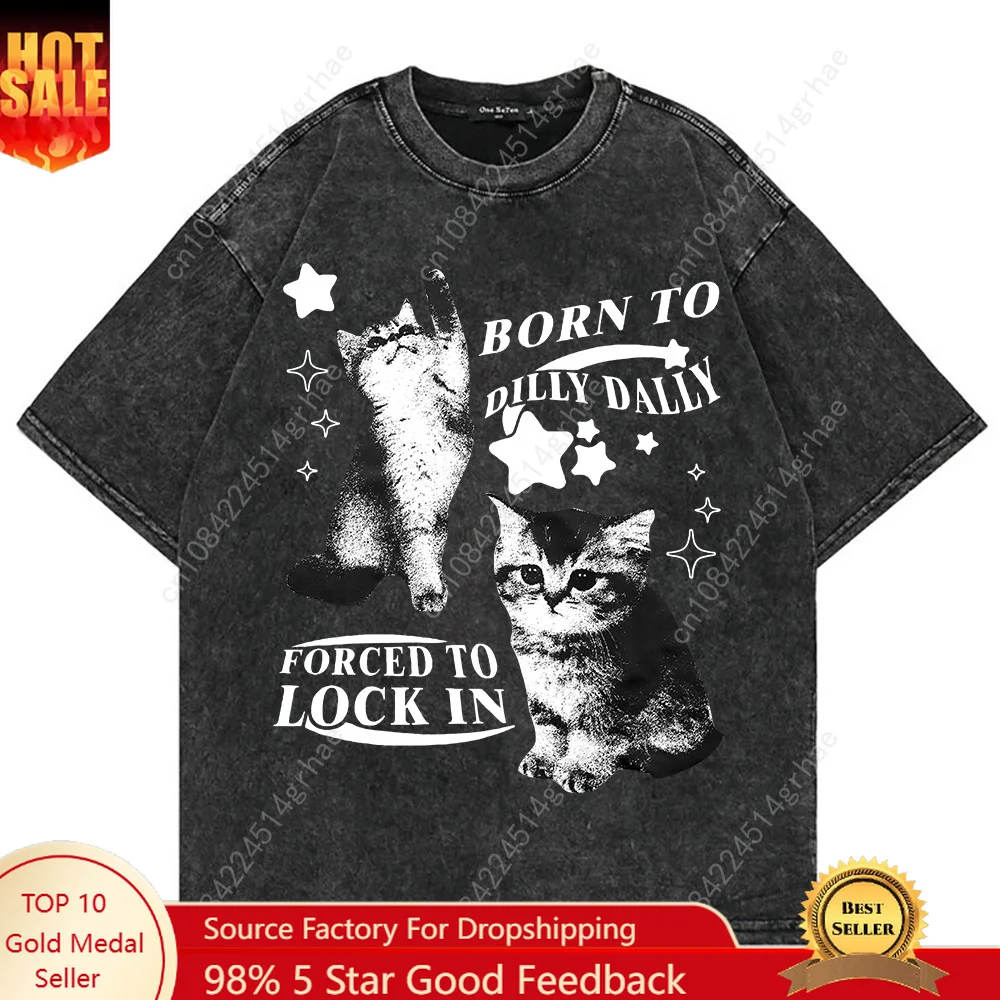 เสื้อยืดลายแมวตลกสไตล์วินเทจ Y - Men'S Fashion V Neck T Shirts บทวิจารณ์และราคา