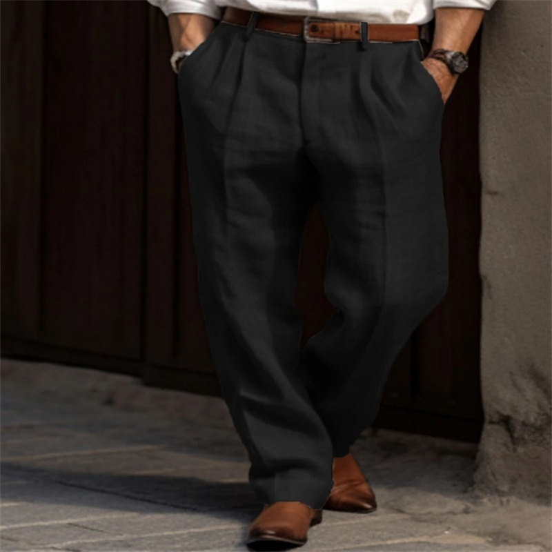 กางเกงขายาวผ้าลินินสีพื้นสไตล์ - Men'S Fashion Linen Pants บทวิจารณ์และราคา