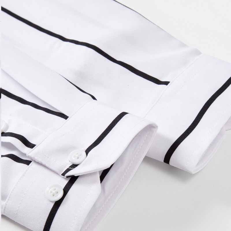เสื้อเชิ้ตลายทางแขนยาวทรงเข้าร - Mens Fashion Dress บทวิจารณ์และราคา