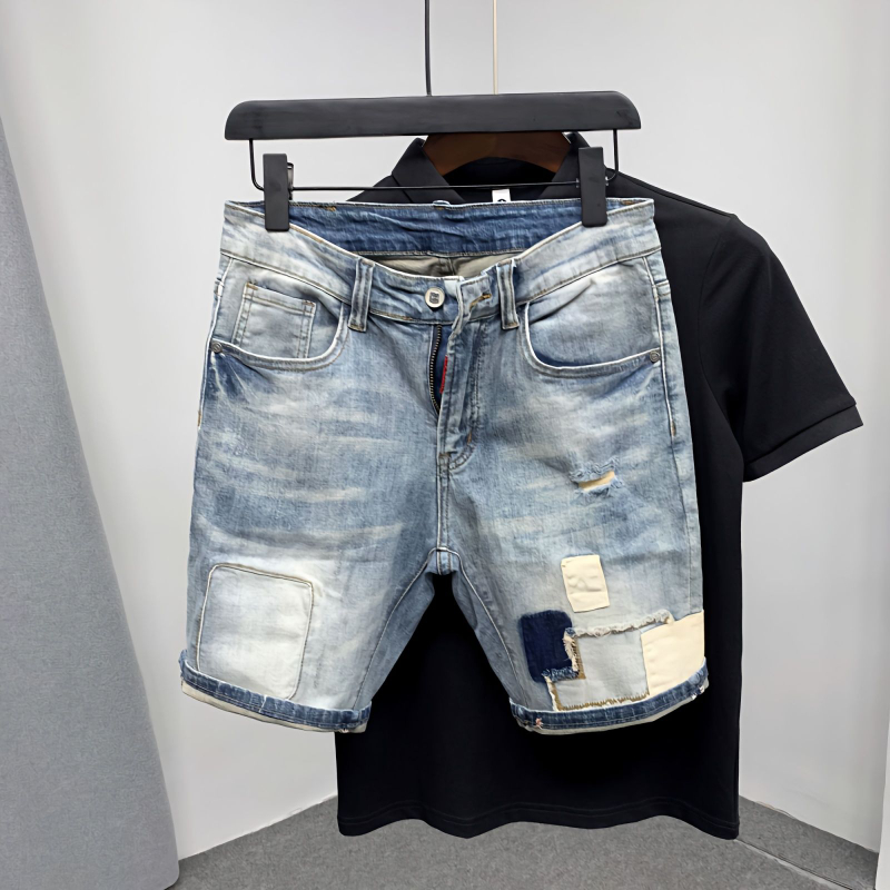ตรงกางเกงยีนส์ชายกางเกงขาสั้น  - Men Fashion Jeans บทวิจารณ์และราคา