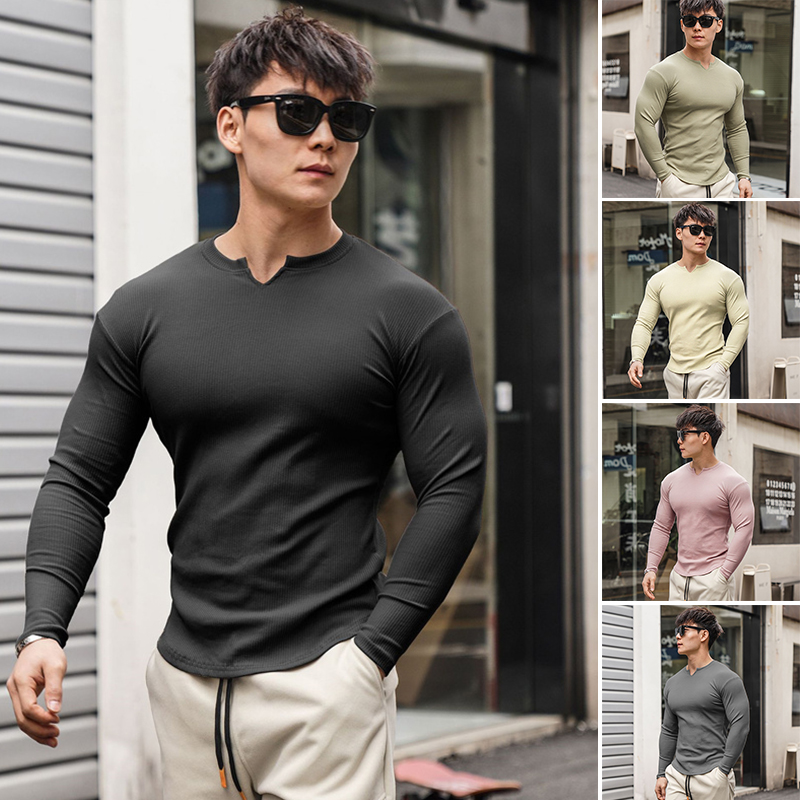 2023เสื้อรัดกล้ามเนื้อแฟชั่นลำ - Men'S Fashion V Neck T Shirts บทวิจารณ์และราคา