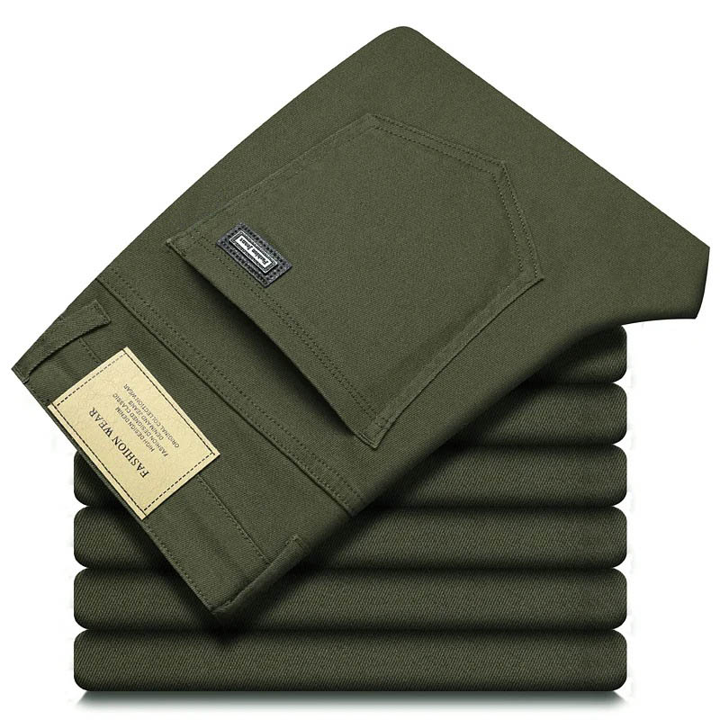 แฟชั่นหลวมตรงธุรกิจสบายๆยืดกาง - Men'S Fashion Linen Pants บทวิจารณ์และราคา