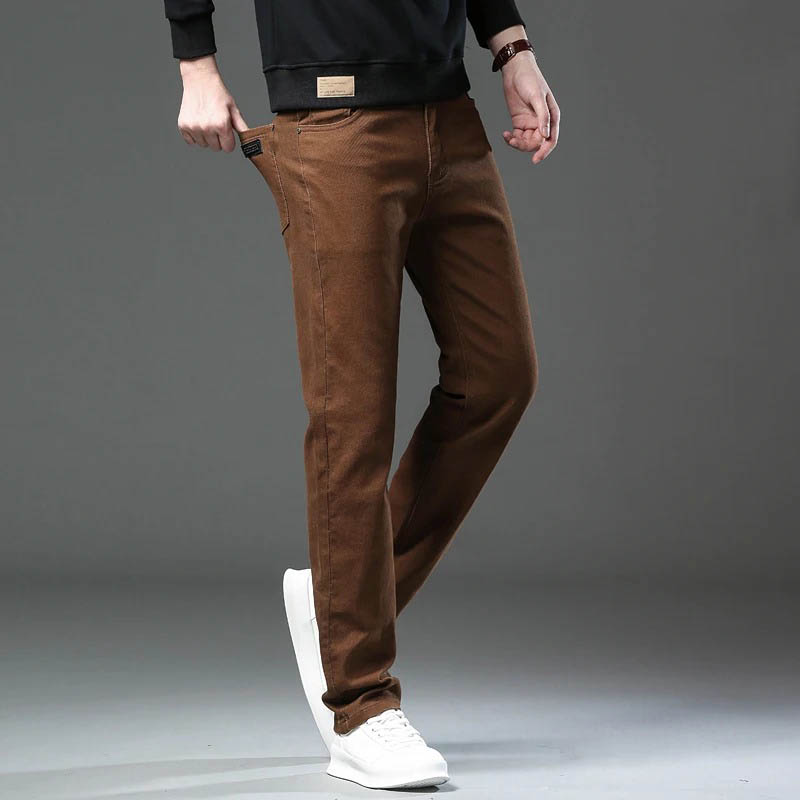 แฟชั่นหลวมตรงธุรกิจสบายๆยืดกาง - Men'S Fashion Linen Pants บทวิจารณ์และราคา