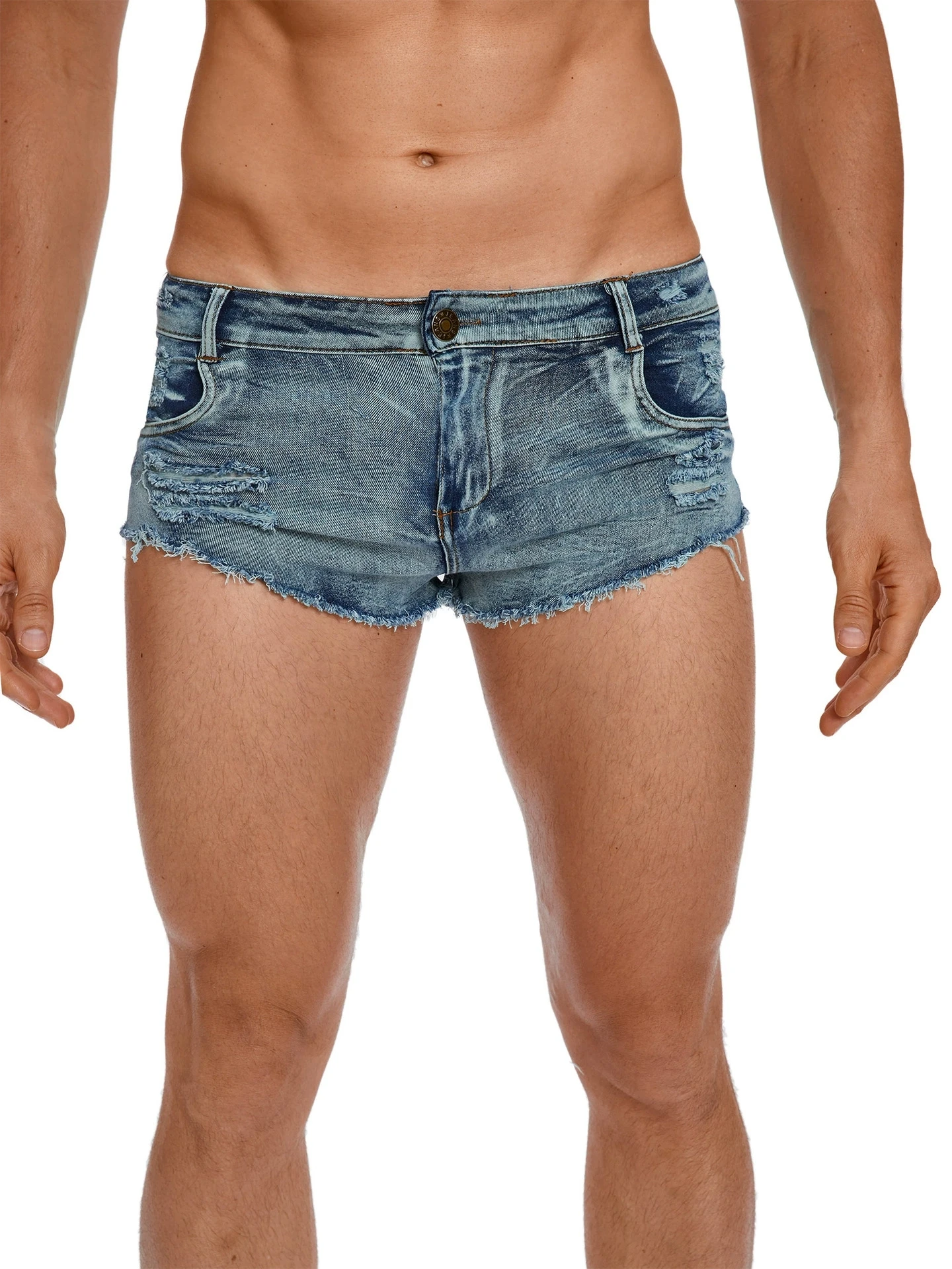 กางเกงยีนส์ขาสั้นเอวต่ำแฟชั่นส - Men Fashion Jeans บทวิจารณ์และราคา