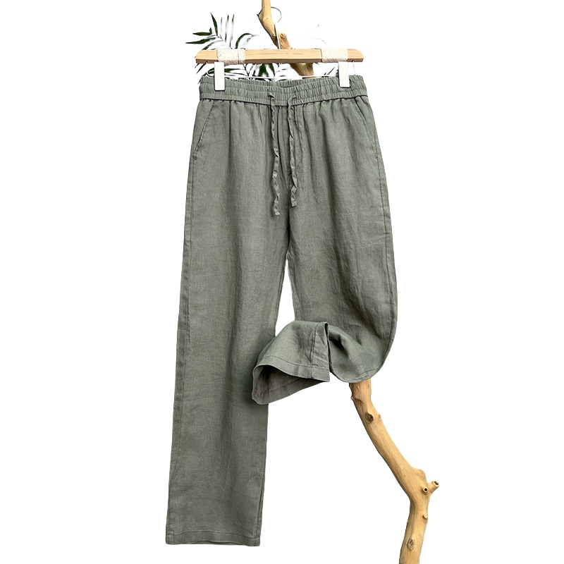 ผ้าลินินธรรมชาติผิวบริสุทธิ์ระ - Men'S Fashion Linen Pants บทวิจารณ์และราคา