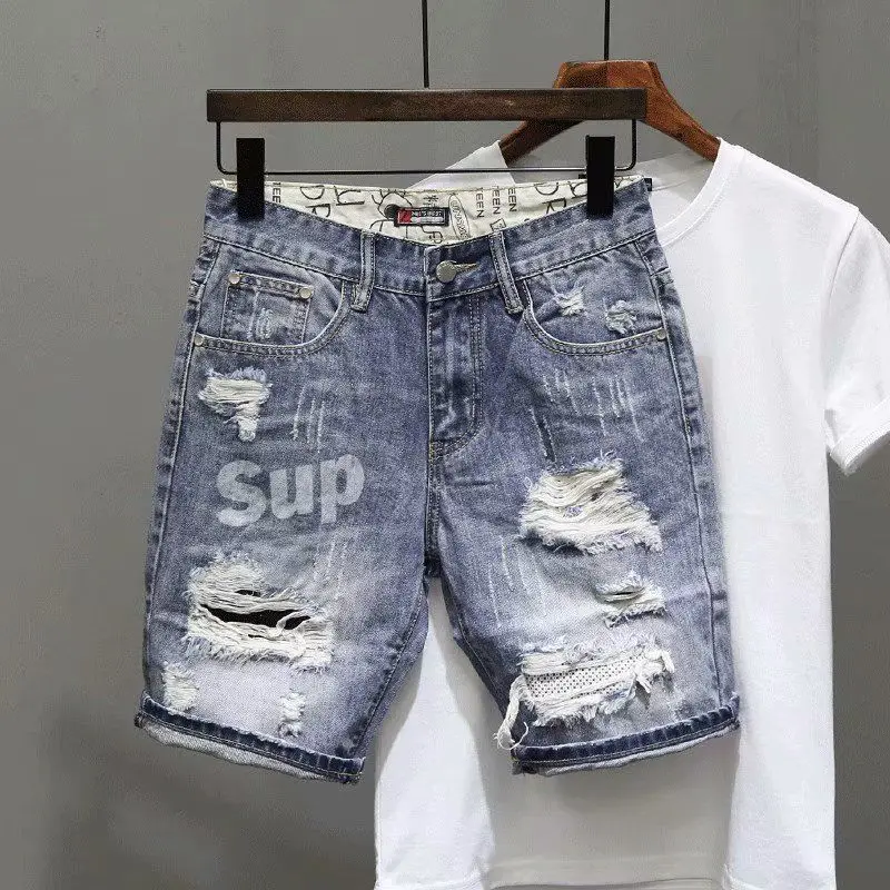 กางเกงยีนส์ขาสั้นผู้ชายสีดำเทา - Men Fashion Jeans บทวิจารณ์และราคา