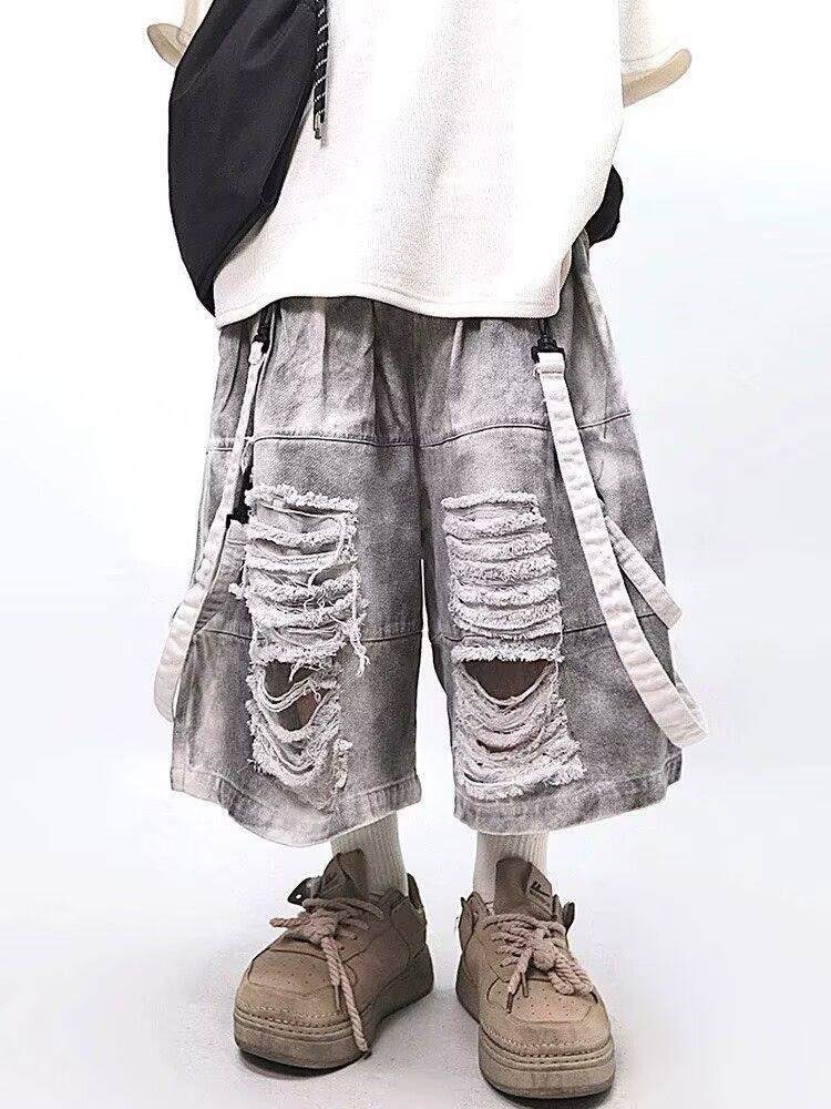 กางเกงยีนส์ขาดสไตล์เรโทรฮิปฮอป - Men'S Fashion Linen Pants บทวิจารณ์และราคา
