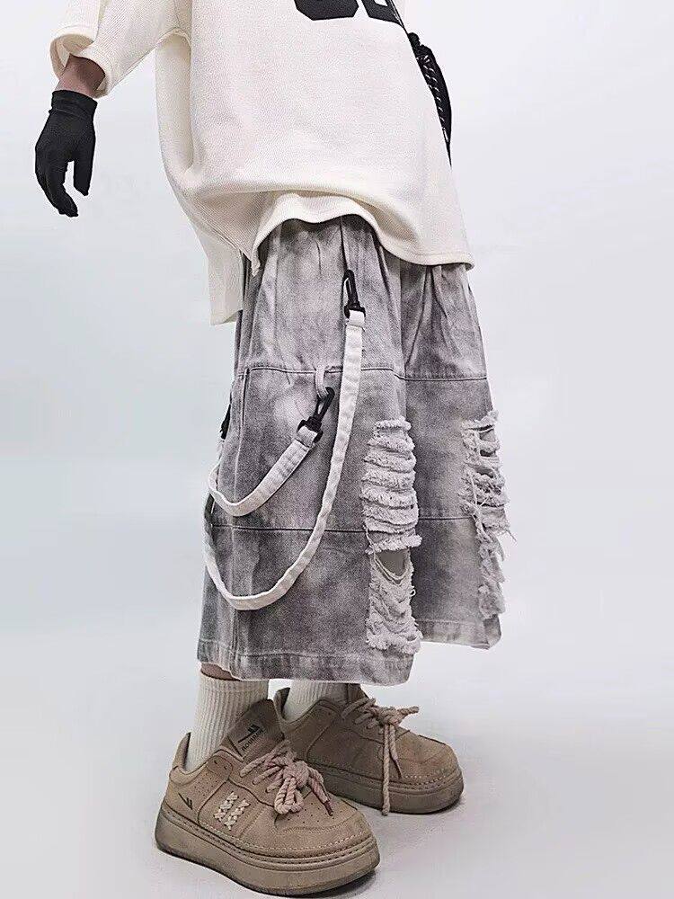 กางเกงยีนส์ขาดสไตล์เรโทรฮิปฮอป - Men'S Fashion Linen Pants บทวิจารณ์และราคา